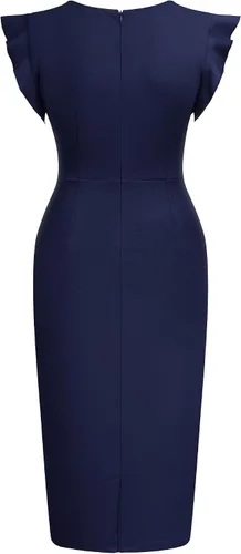 Miniatura 5 de Miusol vestido de cóctel con volantes, estilo clásico, para mujer