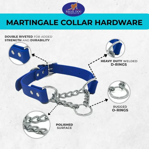 Miniatura 7 de Regal Dog Products Collar Martingale para perros – Collar impermeable de bioano para perros pequeños, medianos y grandes – Cadena resistente