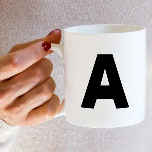 Miniatura 5 de Retreez Taza con monograma con monograma del alfabeto de la A a la Z con inicial, tazas de café de cerámica de 11 onzas – Agradecimiento