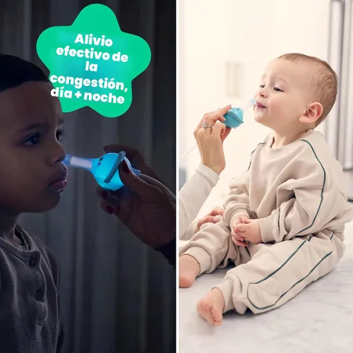 Miniatura 3 de Playhouse MD Booger Buddy - Aspirador nasal de elefante, con luz LED para bebés y niños pequeños, removedor de mocos sin BPA para nariz tapada, Azul