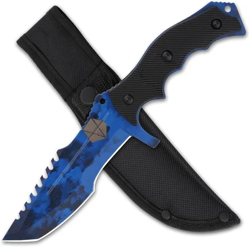 Miniatura 8 de REAT Cuchillo de hoja fija con funda, hoja de acero 440C de 4.1 pulgadas con diseño de espiga completa, mango ergonómico de plástico ABS, cuchillo