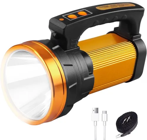Foco Recargable de 1800LM, Linterna Foco de 13600mAh, 80H de Larga Duración, IP67 Impermeable, 3 Modos, Luz de Foco para Camping al Aire Libre,