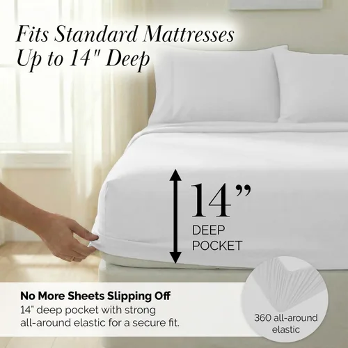 Miniatura 3 de Southshore Fine Living, Inc. Juego de ropa de cama de microfibra de 4 piezas, juego de sábanas tamaño Queen, sábana bajera ajustable de 14 pulgadas