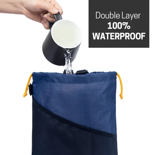 Miniatura 3 de GNEGNI 2 botes de basura para automóvil, bolsa de basura colgante para automóvil con forro impermeable a prueba de fugas Azul
