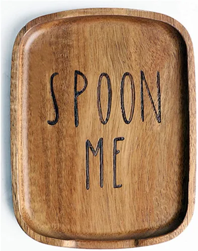 Miniatura 10 de Soporte de cuchara de madera de acacia de 5.9 pulgadas para estufa, soporte rectangular liso para cuchara de madera para encimera de cocina con pies