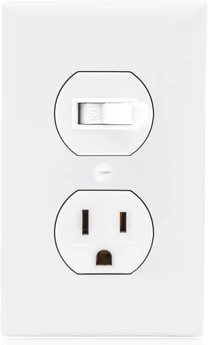 Miniatura 2 de Maxxima Combinación de interruptor de luz de palanca y tomacorriente – Receptáculo de estilo combinado de decoración blanca de un solo polo, placas