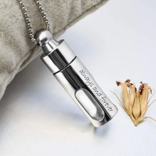 Miniatura 4 de abooxiu Contenedores de vidrio Urna Collares para cenizas Acero inoxidable Cremación Joyería Colgante Memorial Recuerdo - Personalizar disponible