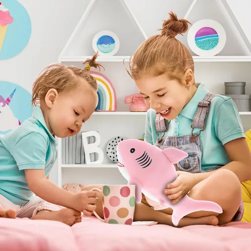 Miniatura 5 de DolliBu Peluche suave de tiburón rosa para bebé, peluche de tiburón de peluche para niños y niñas, juguetes de animales marinos y regalos