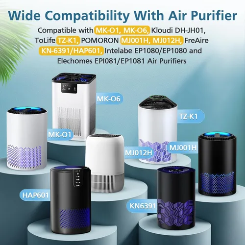 Miniatura 3 de MK01 Filtro de repuesto HEPA compatible con MK01, MK-06, Tolife TZ-K1, FreAire KN6391, Kloudi DH-JH01, POMORON MJ001H, MJ012H, Intelabe