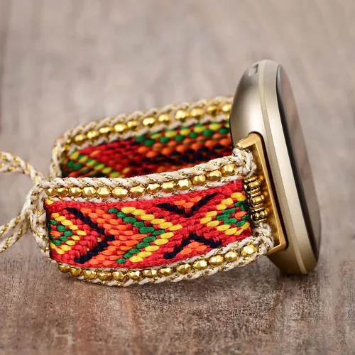 Miniatura 8 de Correa de nailon trenzada estilo bohemio retro compatible con Fitbit Versa 3/Versa 4/Sense 2/Fitbit Sense Bandas para mujeres y hombres, correa