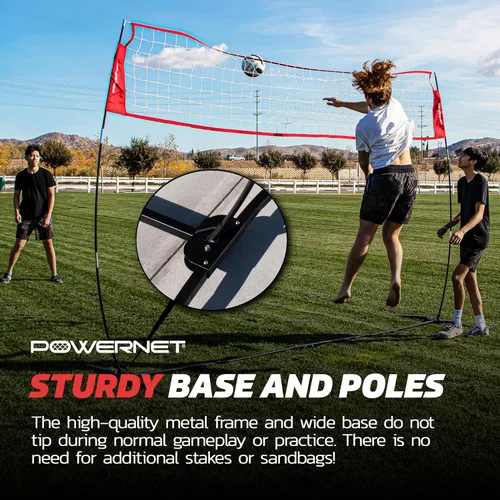 Miniatura 6 de PowerNet Red de voleibol portátil para entrenamiento en el patio trasero, equipo de práctica de voleibol en interiores y exteriores, ideal