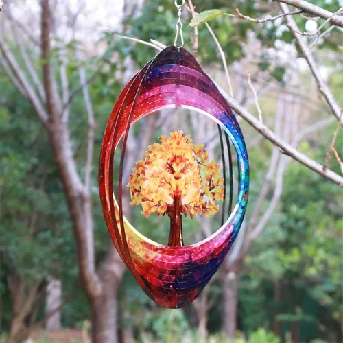 Miniatura 6 de Spring Song Árbol de la vida 3D Kinetic Wind Spinner para patio y jardín, de acero inoxidable, para interiores y exteriores, decoración colgante