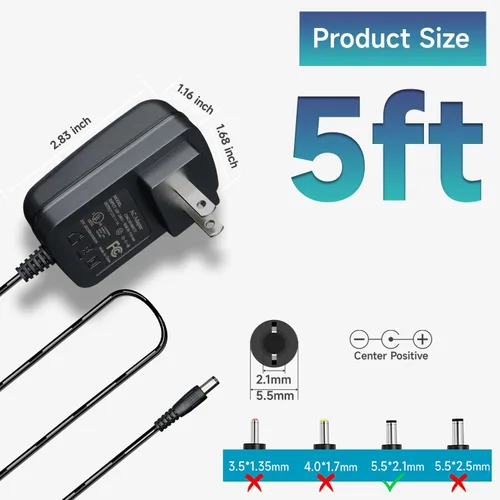 Miniatura 6 de Adaptador de fuente de alimentación de CA CC de 15 V y 1 A de 6 pies con 3 puntas de repuesto para robot de arena, caja de arena para gatos