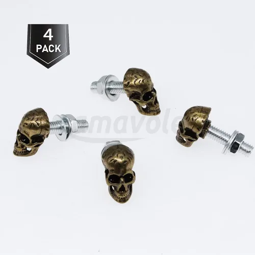 Miniatura 3 de Tornillos de matrícula, 4 piezas universales de acero inoxidable estilo calavera, kit de tornillos para placa de matrícula para motocicleta