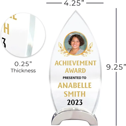 Miniatura 4 de Placa de vidrio personalizada de 9 1/4 pulgadas para premios y trofeos, premio personalizado para empleado del mes, jubilación, liderazgo y D1