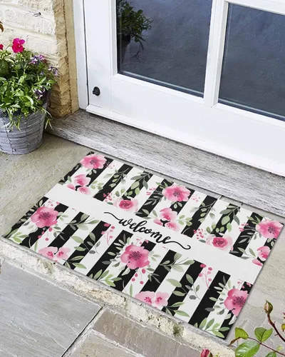 Miniatura 11 de Tapete para puerta delantera, antideslizante, absorbente, para puerta de entrada, para interiores y exteriores, tapete pequeño de Feliz Navidad