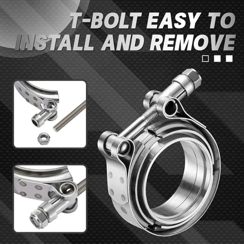 Miniatura 5 de Abrazadera de banda en V de 2,0 pulgadas con brida macho hembra universal 304 acero inoxidable para coche 1PC