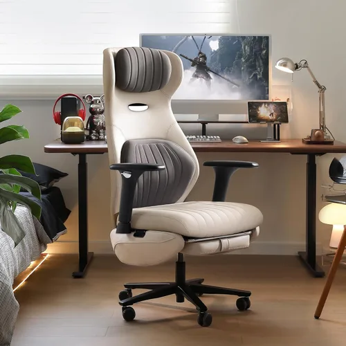 Miniatura 2 de EMIAH Silla de oficina ergonómica con reposapiés, silla de oficina reclinable con brazos ajustables y reposacabezas, silla de juegos de respaldo