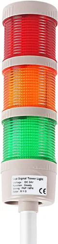 Miniatura 8 de Luz de señal LED Andon de 3 pilas con zumbador, rojo/amarillo/verde, encendido/apagado/flash, interruptor selector ABB, adaptador de corriente