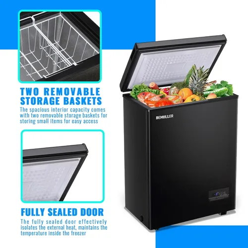 Miniatura 8 de Mini Congelador de Cofre Compacto Máquina de Congelación Profunda con Control Electrónico de Temperatura (Preciso a 1 ℉) Congelador Pequeño
