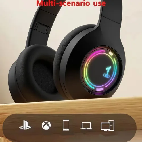 Miniatura 9 de Auriculares Bluetooth Sobre la Oreja, Auriculares Inalámbricos de Baja Latencia, Llamadas Manos Libres, Auriculares de Reducción de Ruido de Graves