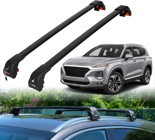 Miniatura 14 de ERKUL Barras Transversales de Techo para Hyundai Santa Fe 2013-2018 Barras Transversales de Aluminio con Cerradura Antirrobo para Techo Negro