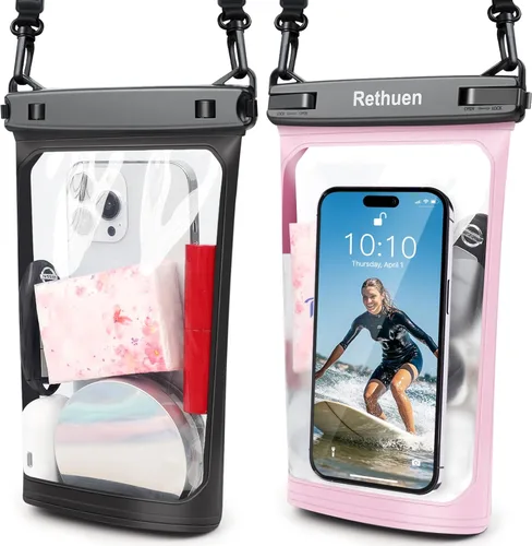 Miniatura 8 de Bolsa flotante grande impermeable para teléfono, paquete de 2 bolsas secas para teléfono celular para iPhone 17, 16, 15, 14, 13 Pro Max, Galaxy S24