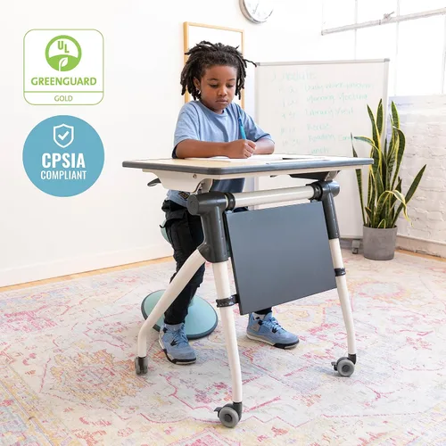 Miniatura 8 de ECR4Kids Escritorio anidado para estudiantes, mesa portátil, arce/gris