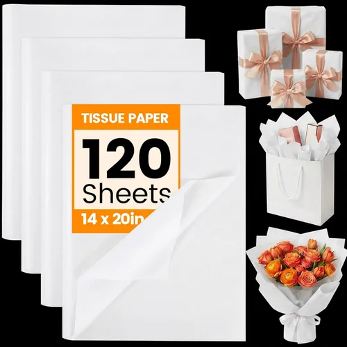 Miniatura 18 de Koogel 120 hojas de papel de seda marrón a granel, 14 x 20 pulgadas, papel kraft para envolver regalos, manualidades DIY, decoración navideña