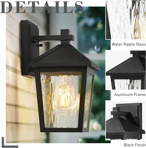 Miniatura 3 de zeyu 20076BS BK-WP - Iluminación de pared para exteriores de 10.5 pulgadas, lámpara de pared de patio para porche de casa, aluminio fundido a