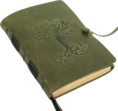 Miniatura 3 de Diario de cuero para mujeres y hombres en relieve de 8 x 6 pulgadas, hecho a mano, papel para manualidades, cuaderno de la madre tierra, cuaderno