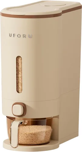 Miniatura 10 de UFORU Dispensador de arroz, recipiente de almacenamiento de arroz con taza medidora para cocina, despensa, hogar, recipientes de almacenamiento