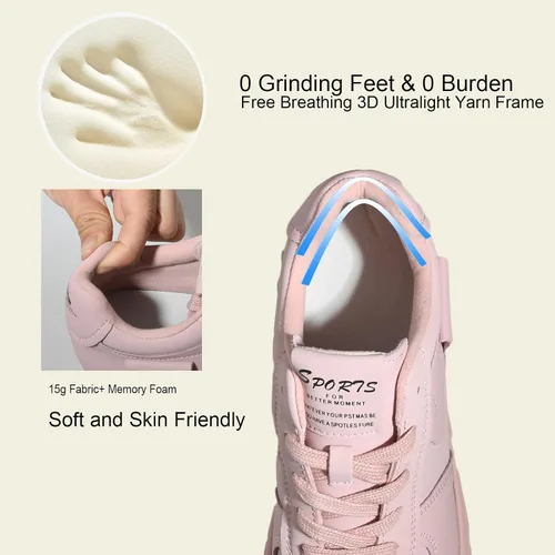 Miniatura 7 de 3.0 in con cordones de ocio calzado transpirable cuña talón femenino moda zapatillas cómodas mujeres casaul zapatos