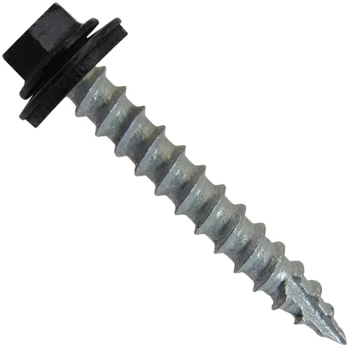 Miniatura 15 de Tornillos de metal para techos n.º 14 x 1-1/2 pulgadas, cabeza hexagonal de arandela de piel de buque Tornillo de techo de chapa metálica. Buckskin