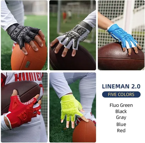 Miniatura 6 de Seibertron Lineman 2.0 - Guantes de fútbol para receptores con palma acolchada, protección contra impactos TPR flexible en la parte posterior