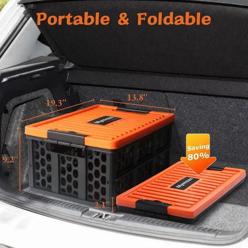 Miniatura 9 de Mymazn Organizador de caja de maletero con enfriador para automóvil, caja organizadora de tapa de maletero plegable de plástico para viajes