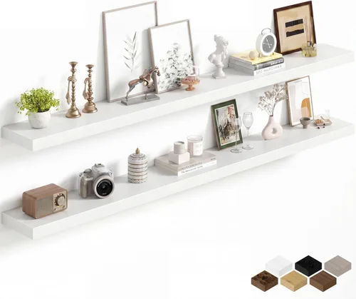 Miniatura 19 de Fun Memories Estantes flotantes de 16 pulgadas para pared, estantes de 8 pulgadas de profundidad para baño, dormitorio, cocina, montaje en pared