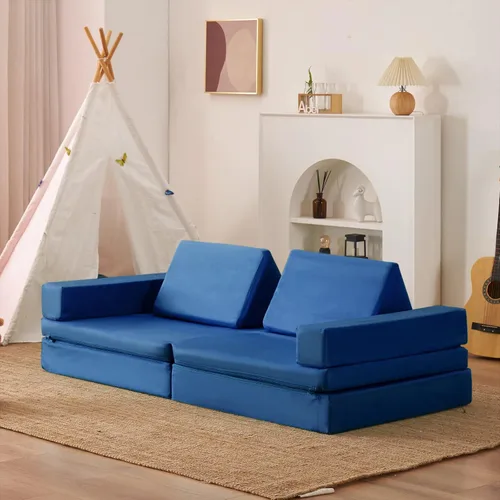 Miniatura 11 de jela Sofá de juego para niños, tamaño extendido, 8 piezas para la familia, sofá modular de espuma para niños y adultos, juego de casa