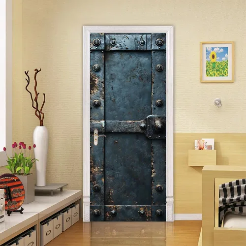 Miniatura 34 de Calcomanías 3D para puerta, murales para despegar y pegar, cocodrilo negro, calcomanías de pared, autoadhesivas, extraíbles, impermeables, de PVC