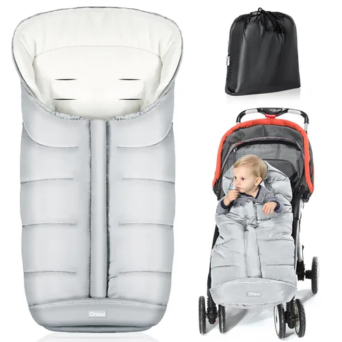 Miniatura 9 de Orzbow Saco universal para cochecito, saco de dormir cálido para invierno, impermeable y resistente al viento con forro de polar cálido para Negro