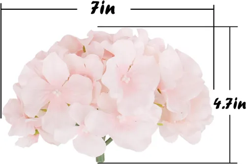 Miniatura 4 de Cabezales artificiales de hortensias de seda para decoración de bodas caseras, 10 unidades Rosa bebé