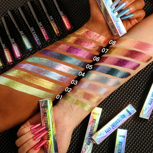 Miniatura 6 de Lápiz labial Chameleon color azul y verde, brillo de labios metálico brillante para mujeres y niñas, regalo de maquillaje de labios, hidratante Azul