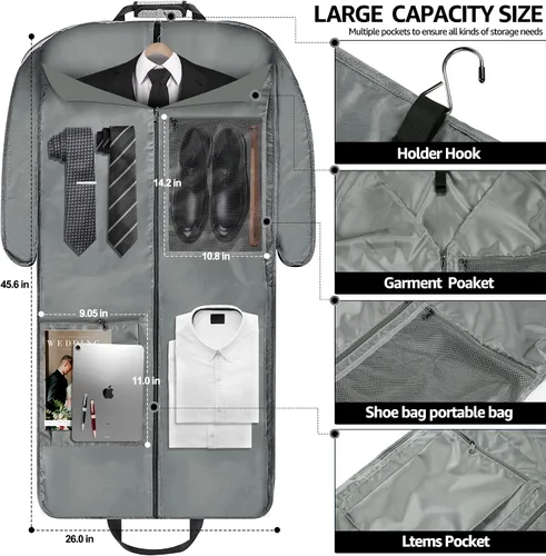 Miniatura 2 de Bolsa de mano para ropa bolsa de viaje grande bolsa de viaje para fin de semana bolsa de vuelo con bolsa de zapatos para hombres y mujeres