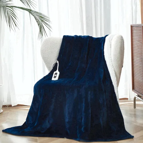 Miniatura 13 de Manta térmica de sherpa de doble cara, manta eléctrica de calefacción suave para cama, sistema de seguridad automático, 6 niveles de calefacción y 4