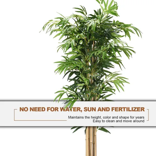 Miniatura 4 de Juego de 2 árboles de bambú artificiales de 5 pies, plantas de vegetación falsas en macetas para interiores y exteriores, hermoso árbol de imitación
