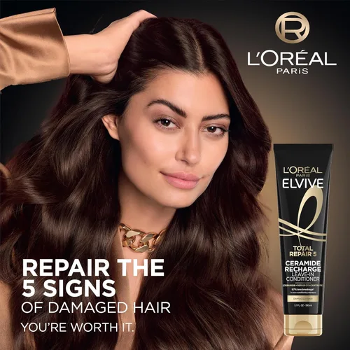 Miniatura 3 de L'Oreal Paris Elvive Total Repair 5 Protein Recharge Tratamiento Acondicionador Sin Enjuague y Protector Térmico, 5.1 Onzas