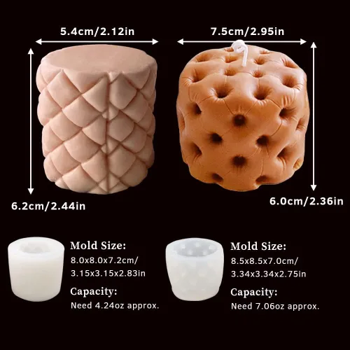 Miniatura 3 de 2 moldes de vela de silicona, moldes de vela de resina de pilar cilíndrico para hacer velas, taburete redondo 3D para sofá de silicona para velas