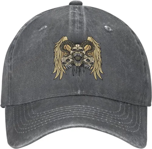 Miniatura 2 de Cowboy Hat Trendy Hats for Man and Women Djustable Four Season Outdoor Baseball Cap of Hell Skull with Angel Deep Heather