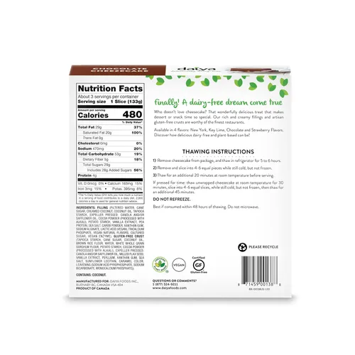 Miniatura 2 de Daiya Tarta de queso congelada vegana de chocolate sin lácteos, sin gluten, 14.1 onzas (paquete de 8)