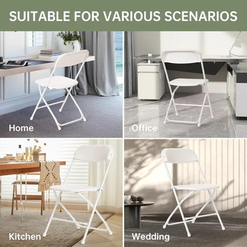 Miniatura 5 de 10 PCS Silla Plegable de Plástico, Silla Comercial Portátil, Sillas Plegables de Plástico Premium con Capacidad de 450 LB, Silla Plegable